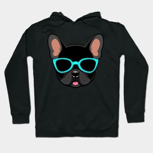 Black French Bulldog in Blue Shades Frenchie Dog Hoodie